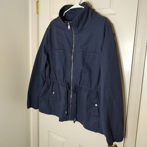 Women's Navy Drawstring Waist Jacket
